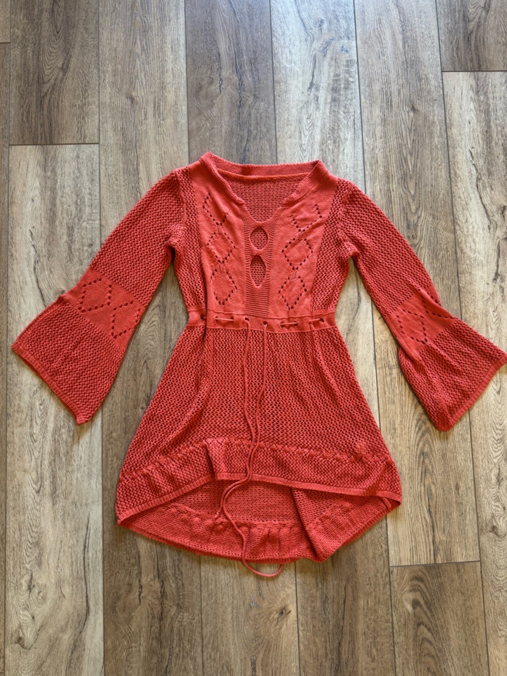 Openwork Knit Swim Coverup Tunic